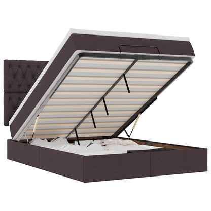 Ottoman-Bett mit Matratze Dunkelbraun 140x200 cm Stoff