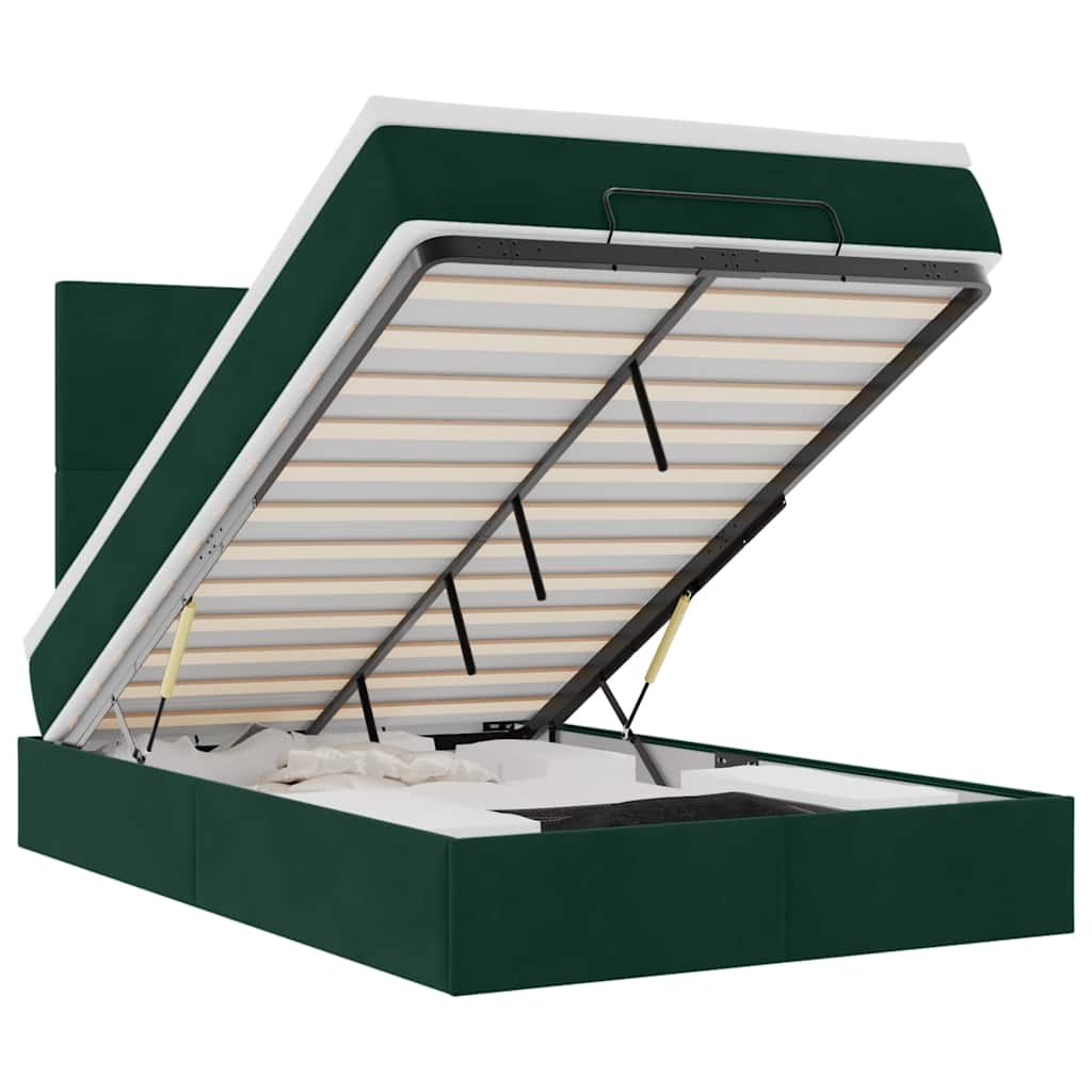 Ottoman-Bett mit Matratzen Dunkelgrün 120x200 cm Samt
