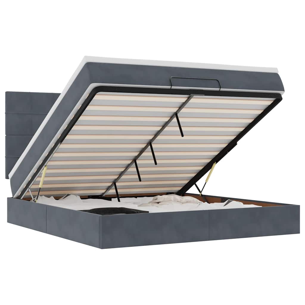 Ottoman-Bett mit Matratzen Dunkelgrau 180x200 cm Samt