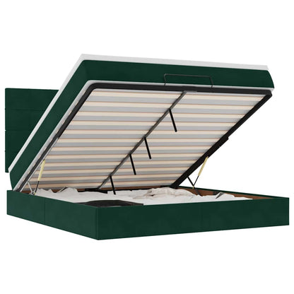Ottoman-Bett mit Matratzen Dunkelgrün 180x200 cm Samt