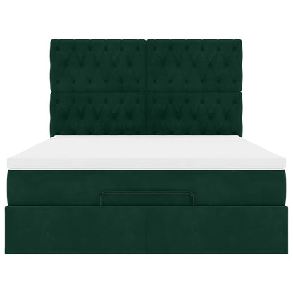 Ottoman-Bett mit Matratzen Dunkelgrün 140x190 cm Samt