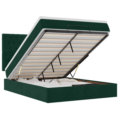 Ottoman-Bett mit Matratzen Dunkelgrün 140x200 cm Samt