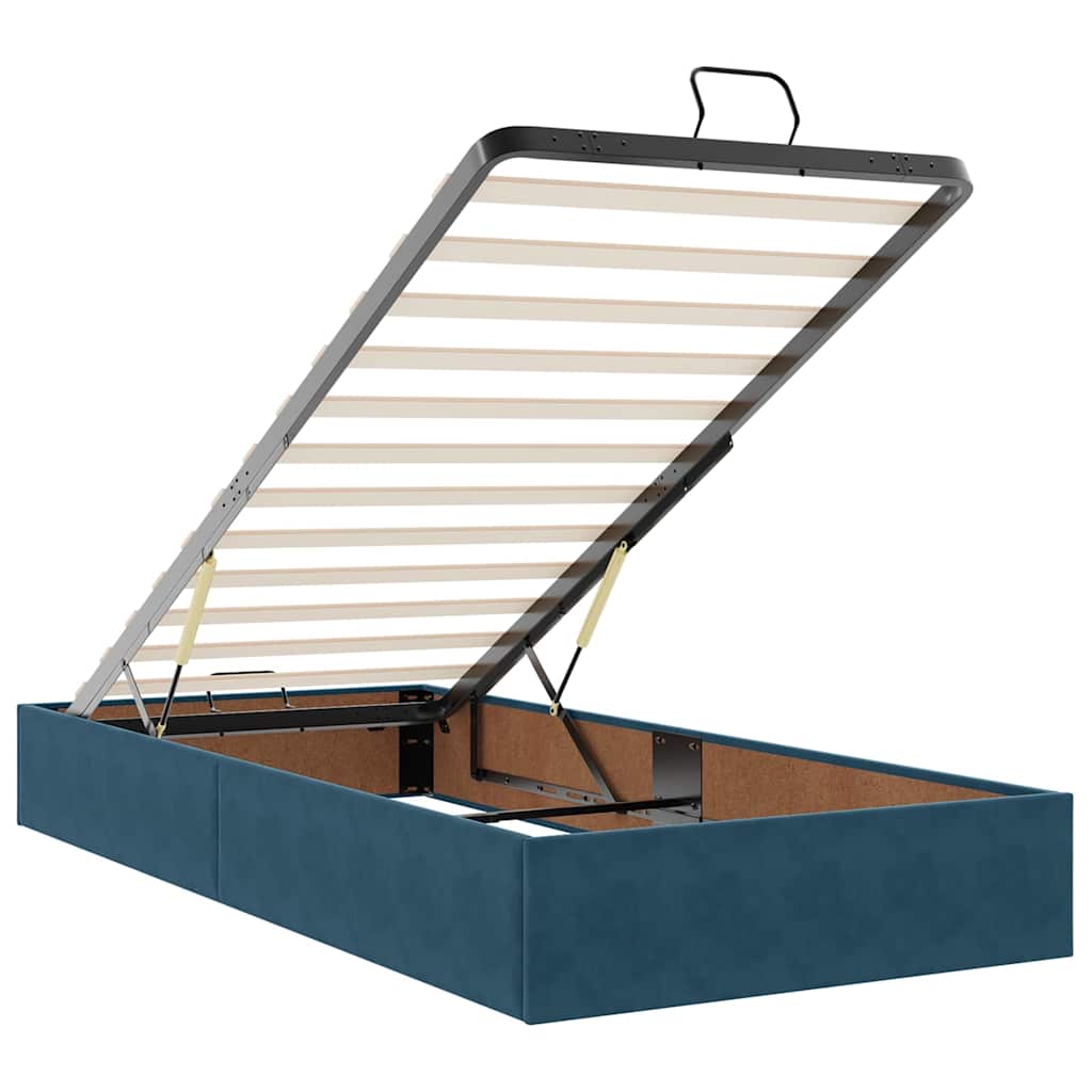 Ottoman-Bett mit Matratzen Dunkelblau 100x200 cm Samt