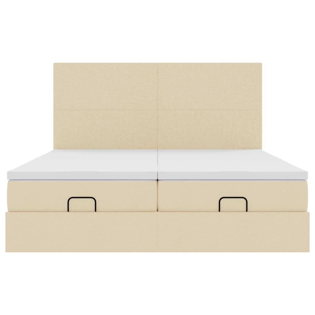 Ottoman-Bett mit Matratzen Creme 180x200 cm Stoff