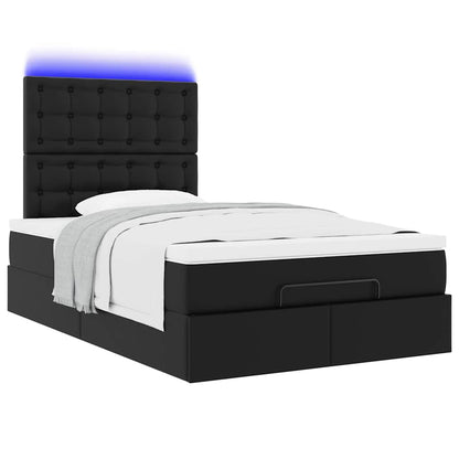 Ottoman-Bett mit Matratze & LEDs Schwarz 120x200 cm Kunstleder