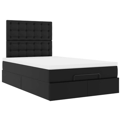 Ottoman-Bett mit Matratze & LEDs Schwarz 120x200 cm Kunstleder