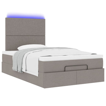 Ottoman-Bett mit Matratze & LEDs Taupe 120x190 cm Stoff