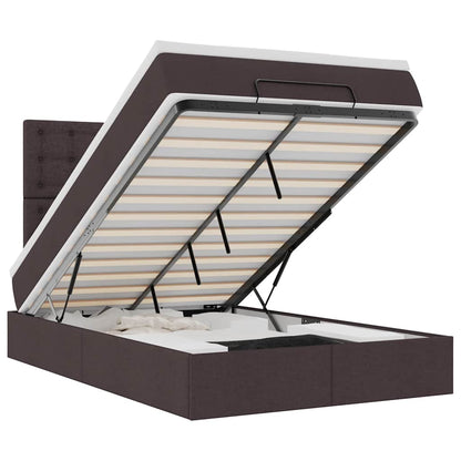 Ottoman-Bett mit Matratze & LEDs Dunkelbraun 120x200 cm Stoff