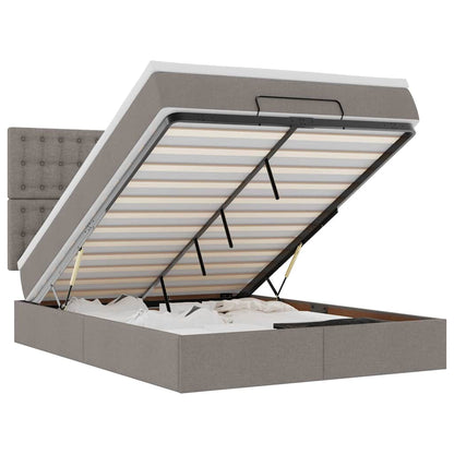 Ottoman-Bett mit Matratze & LEDs Taupe 140x190 cm Stoff