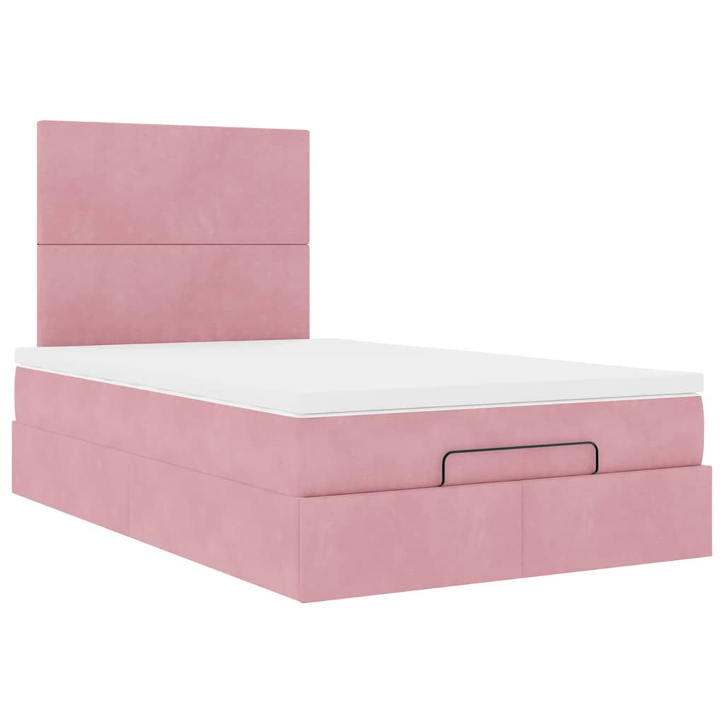 Ottoman-Bett mit Matratzen & LEDs Rosa 120x200 cm Samt