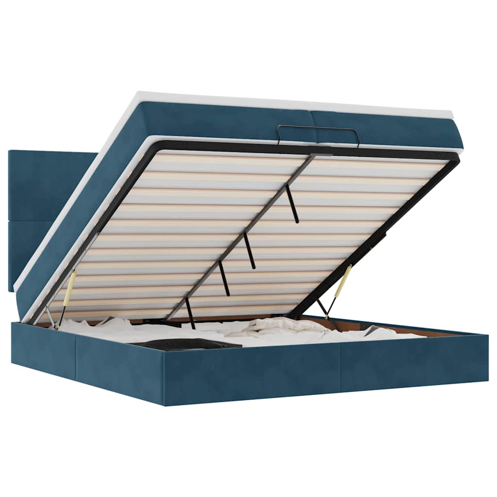 Ottoman-Bett mit Matratzen & LED Dunkelblau 200x200 cm Samt