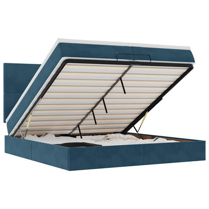 Ottoman-Bett mit Matratzen & LED Dunkelblau 200x200 cm Samt