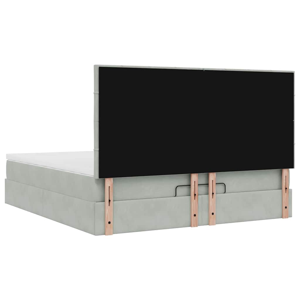 Ottoman-Bett mit Matratzen & LEDs Hellgrau 180x200 cm Samt