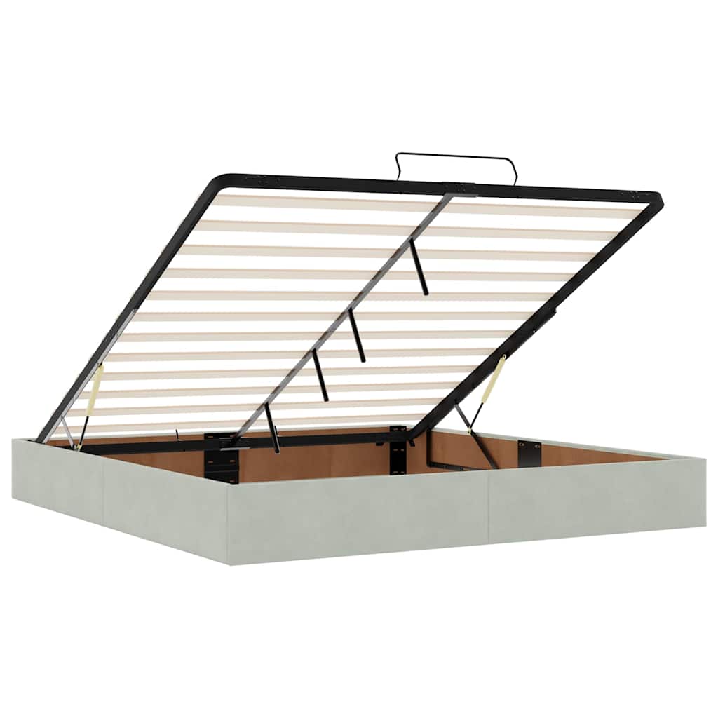 Ottoman-Bett mit Matratzen & LEDs Hellgrau 180x200 cm Samt