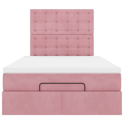 Ottoman-Bett mit Matratzen & LEDs Rosa 120x190 cm Samt