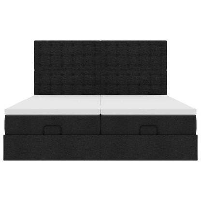 Ottoman-Bett mit Matratzen & LEDs Schwarz 200x200 cm Stoff