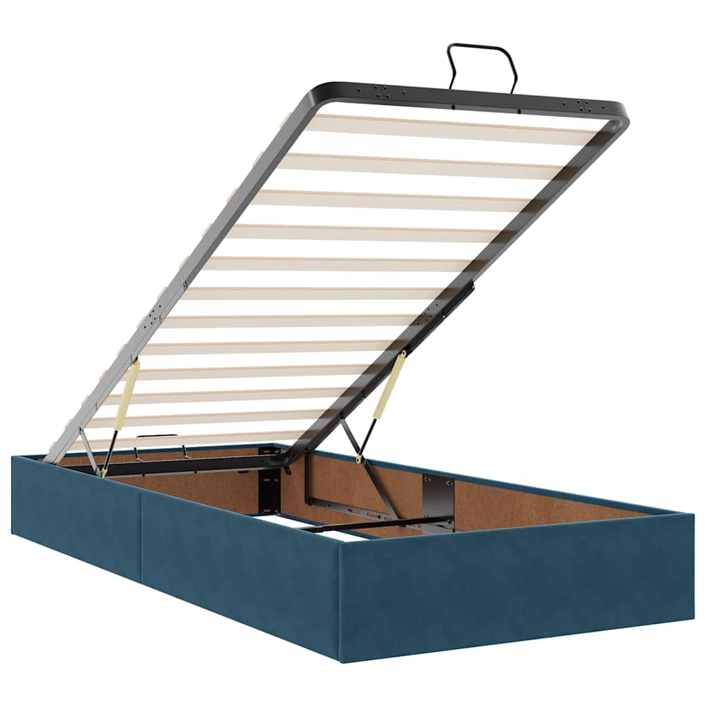 Ottoman-Bett mit Matratzen & LEDs Dunkelblau 160x200 cm Samt