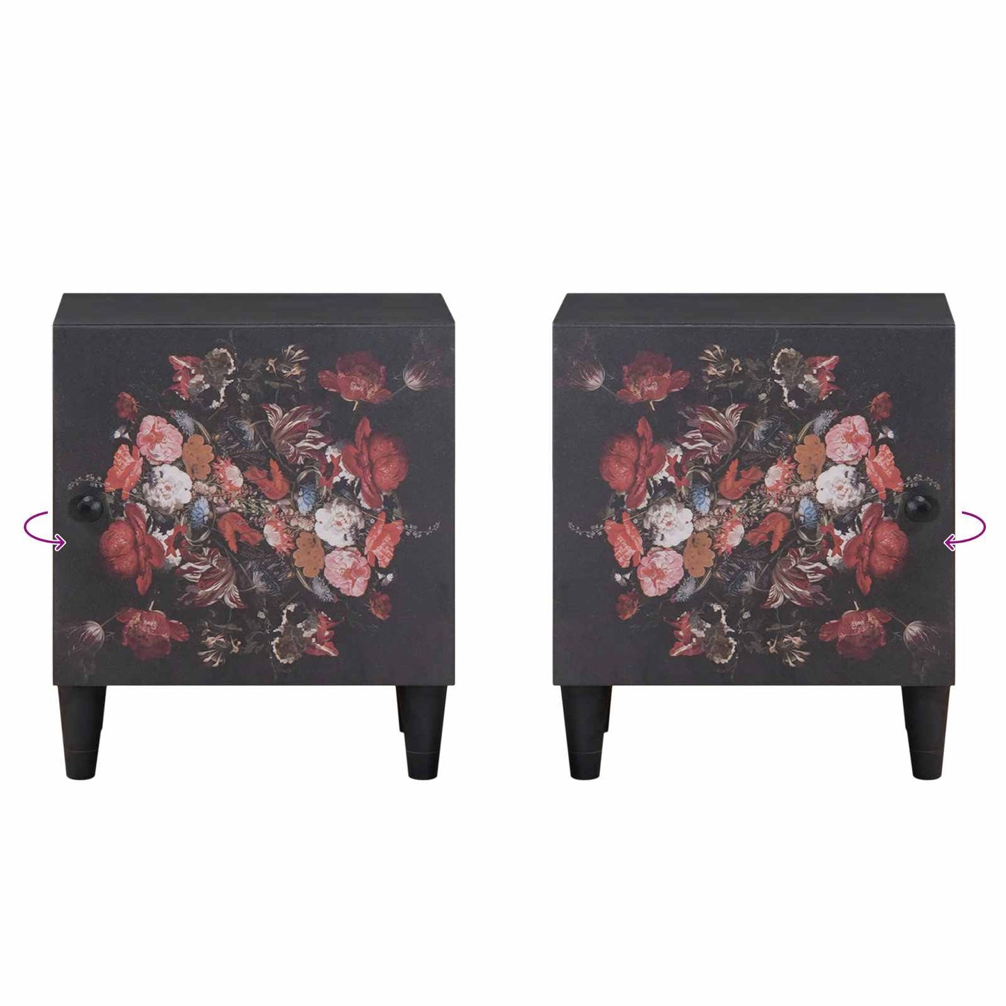 Nachttisch mit Tür 2 pcs Schwarz 40 x 33 x 46 cm