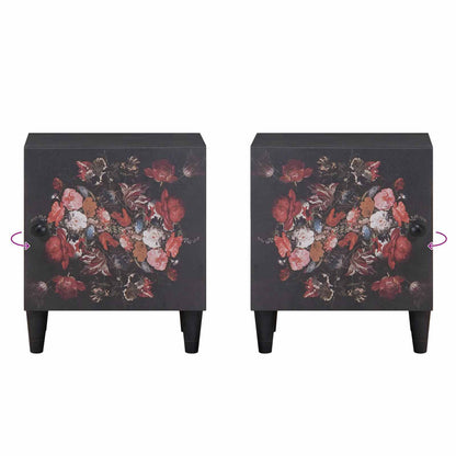 Nachttisch mit Tür 2 pcs Schwarz 40 x 33 x 46 cm