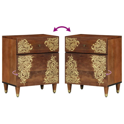 Nachttisch mit Tür Honigbraun 50 x 33 x 60 cm Massivholz Mango