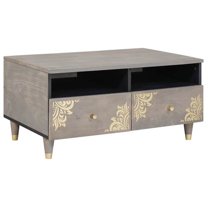 Couchtisch mit Schubladen Grau 80 x 54 x 40 cm Massivholz Mango