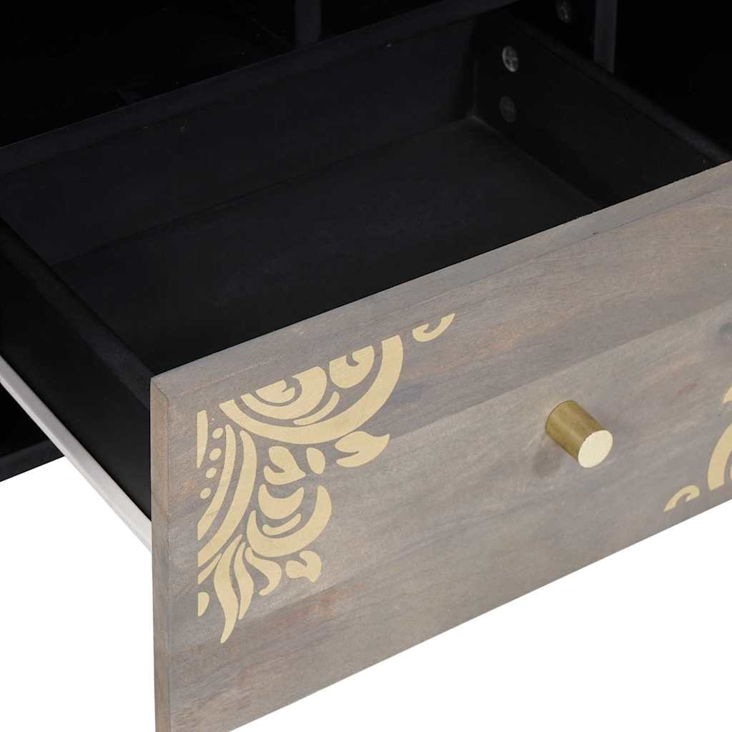 TV-Schränk mit Regal Grau 100 x 33 x 46 cm Massivholz Mango