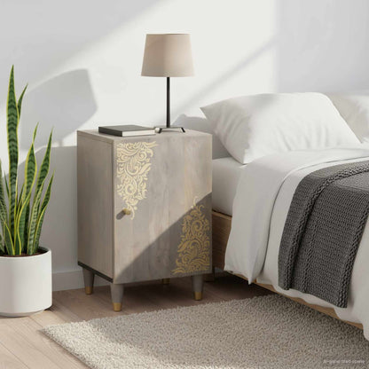 Badezimmerschrank mit Tür Grau 38 x 33 x 58 cm Massivholz Mango