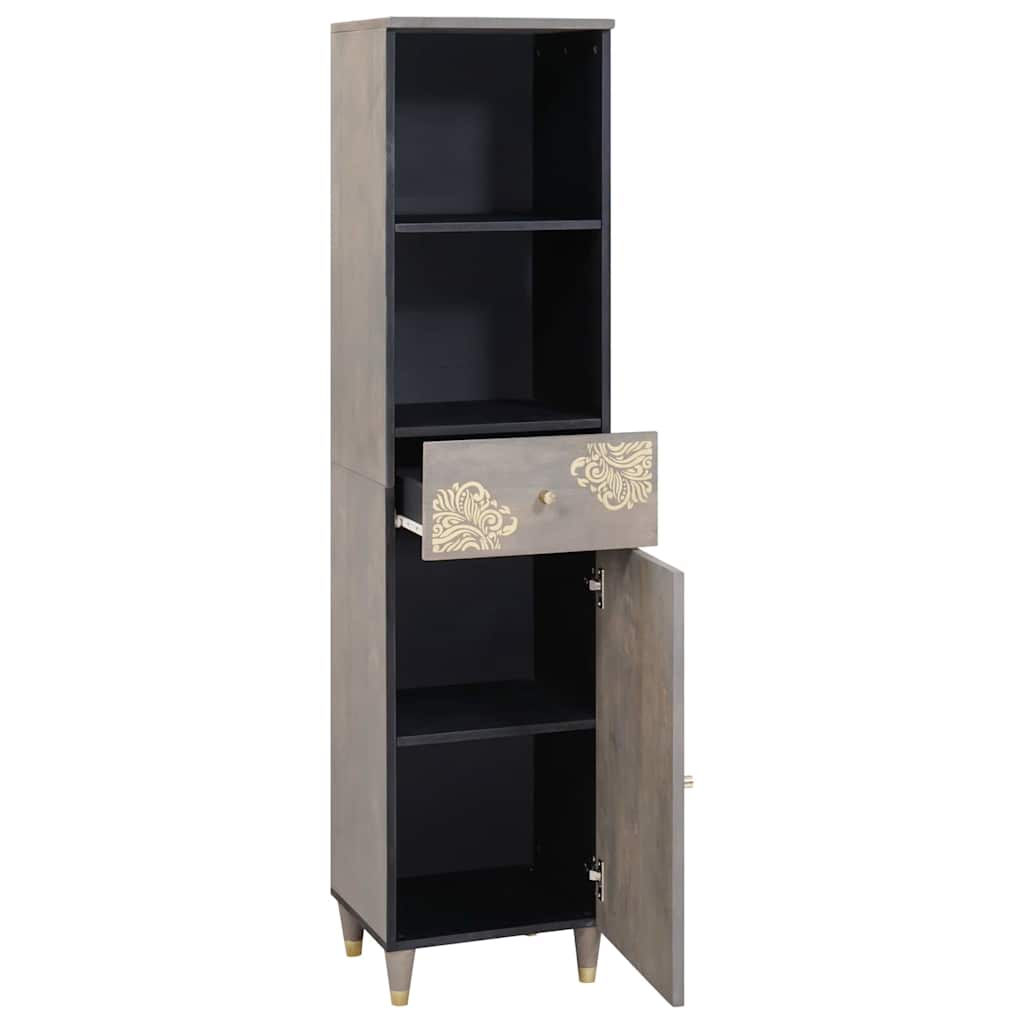 Badezimmerschrank Grau 38 x 33 x 160 cm Massivholz Mango