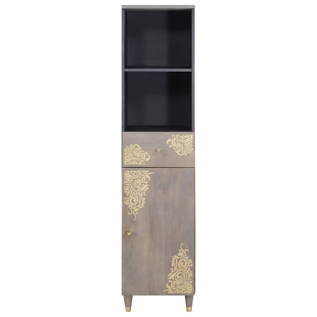 Badezimmerschrank Grau 38 x 33 x 160 cm Massivholz Mango