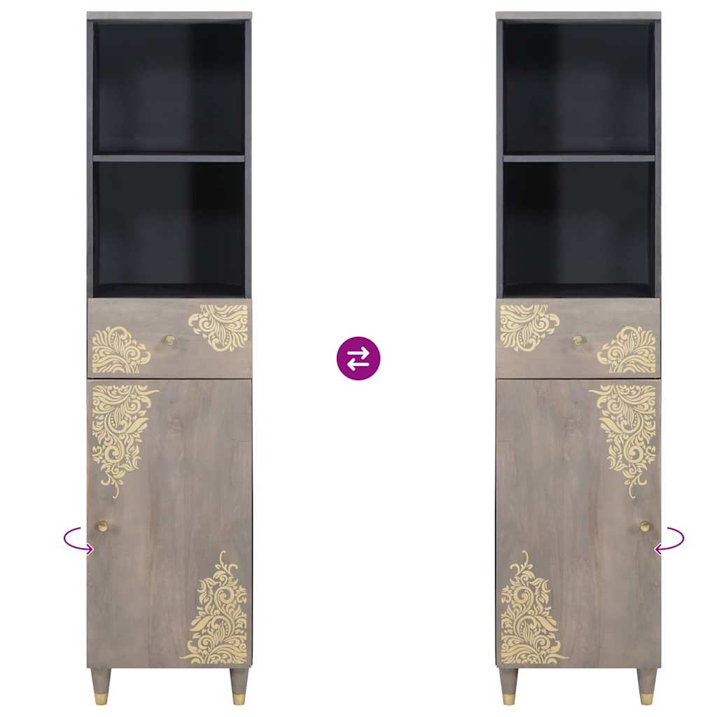 Badezimmerschrank Grau 38 x 33 x 160 cm Massivholz Mango