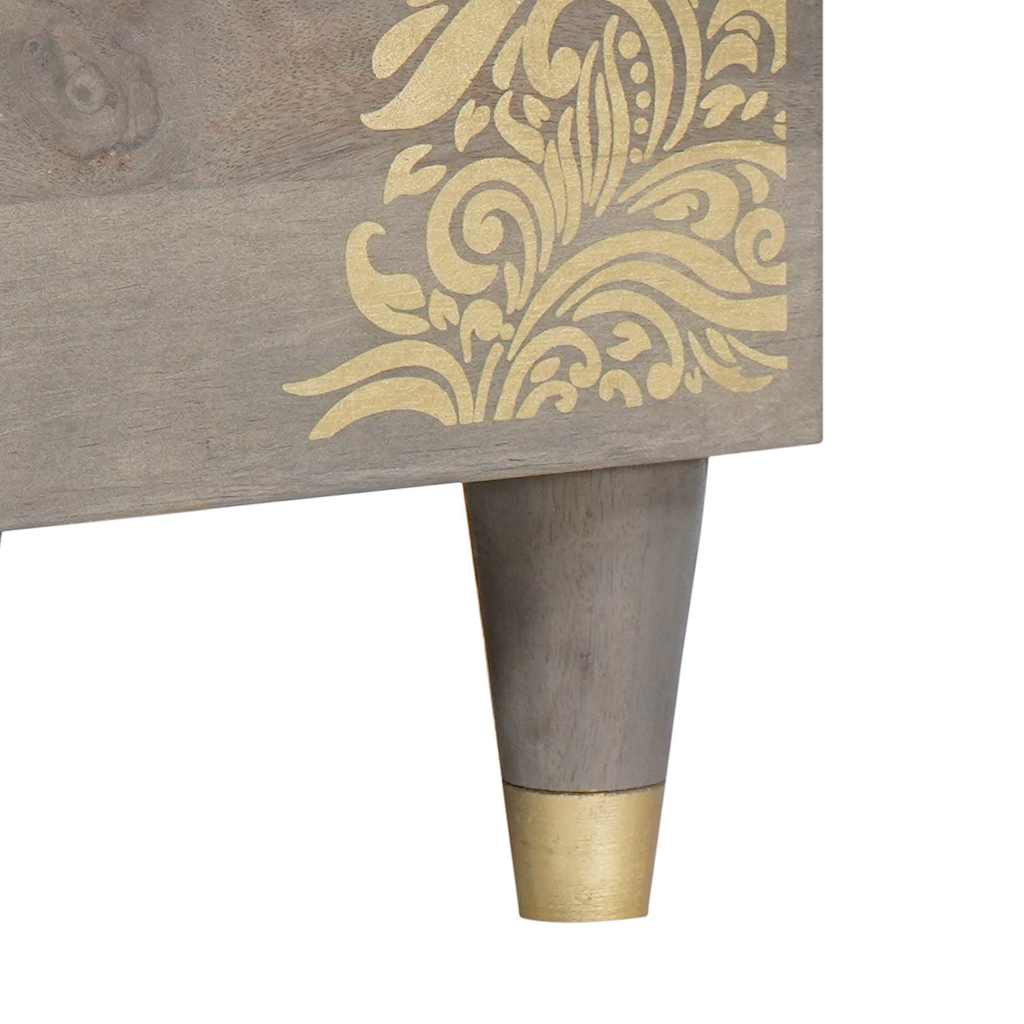 Sideboard Grau und Gold 80 x 33 x 75 cm Massivholz Mango