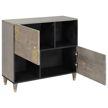 Sideboard Grau und Gold 80 x 33 x 75 cm Massivholz Mango