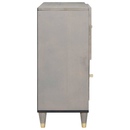Sideboard Grau und Gold 80 x 33 x 75 cm Massivholz Mango