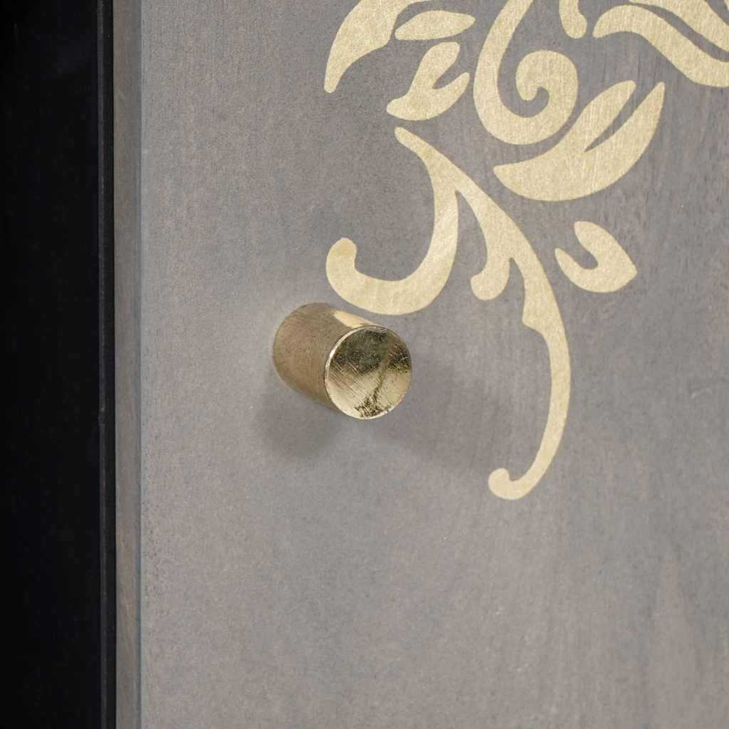 Sideboard Grau und Gold 90 x 33 x 75 cm Massivholz Mango