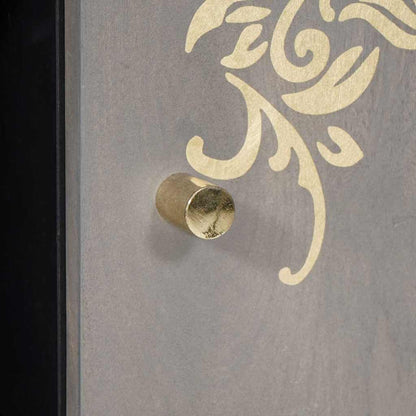 Sideboard Grau und Gold 90 x 33 x 75 cm Massivholz Mango