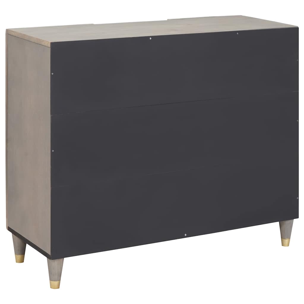 Sideboard Grau und Gold 90 x 33 x 75 cm Massivholz Mango