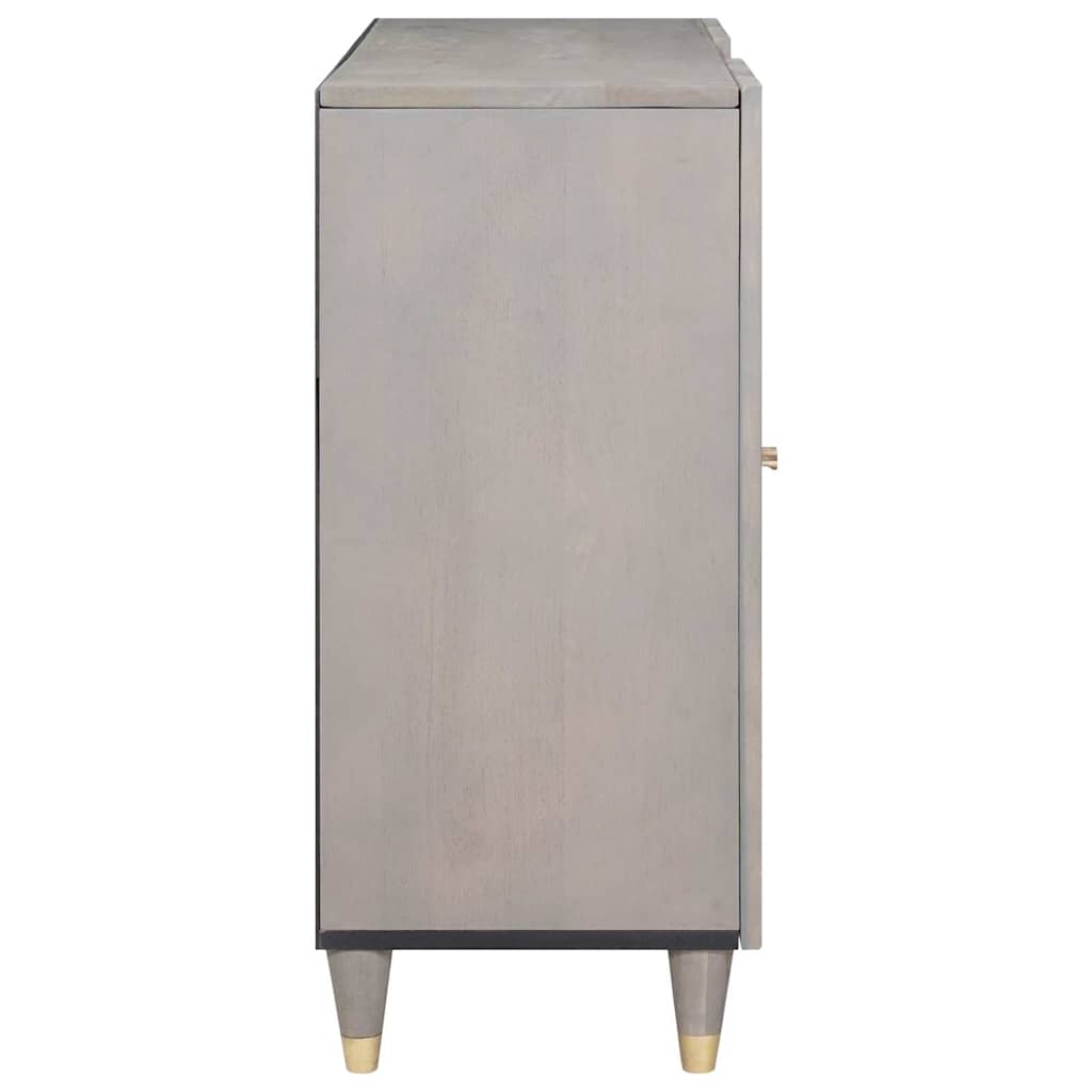 Sideboard Grau und Gold 90 x 33 x 75 cm Massivholz Mango