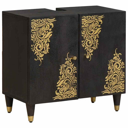 Waschbeckenunterschrank mit Speicher Schwarz 62 x 33 x 58 cm