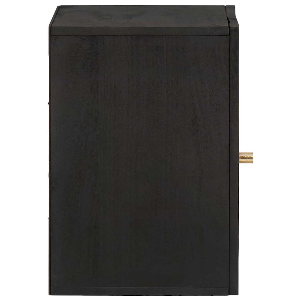 Wandschrank mit Tür Schwarz 38 x 33 x 48 cm Massivholz Mango