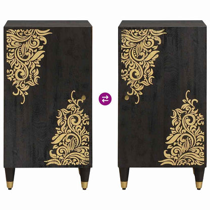 Sideboard mit Regal Schwarz 40 x 33 x 75 cm Massivholz Mango