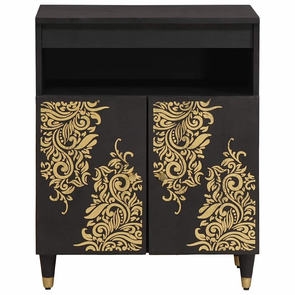 Sideboard mit Regal Schwarz 60 x 33 x 75 cm Massivholz Mango