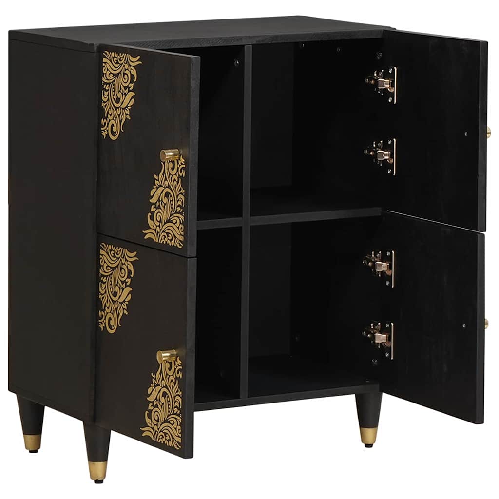 Sideboard mit Regal Schwarz 60 x 33 x 75 cm Massivholz Mango