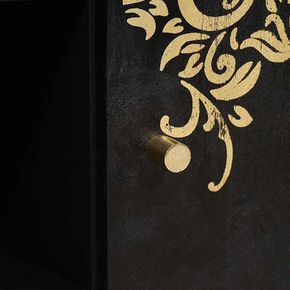 Sideboard mit Regal Schwarz 90 x 33 x 75 cm Massivholz Mango