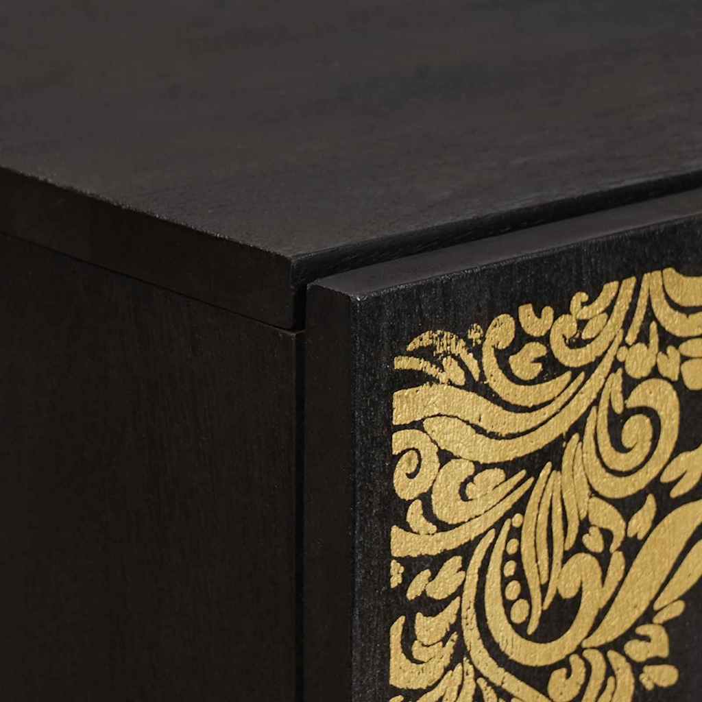 Highboard mit Regal Schwarz 40 x 33 x 110 cm Massivholz Mango