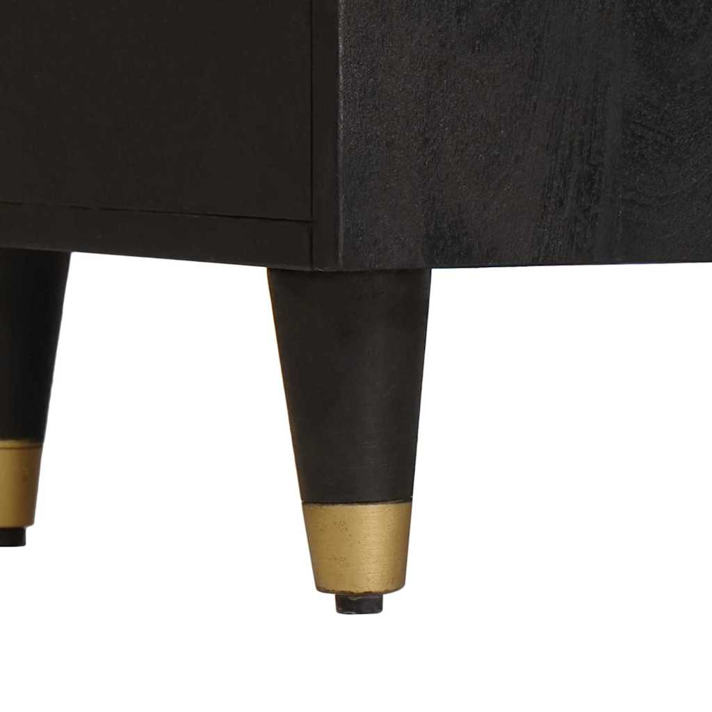 Highboard mit Regal Schwarz 40 x 33 x 110 cm Massivholz Mango