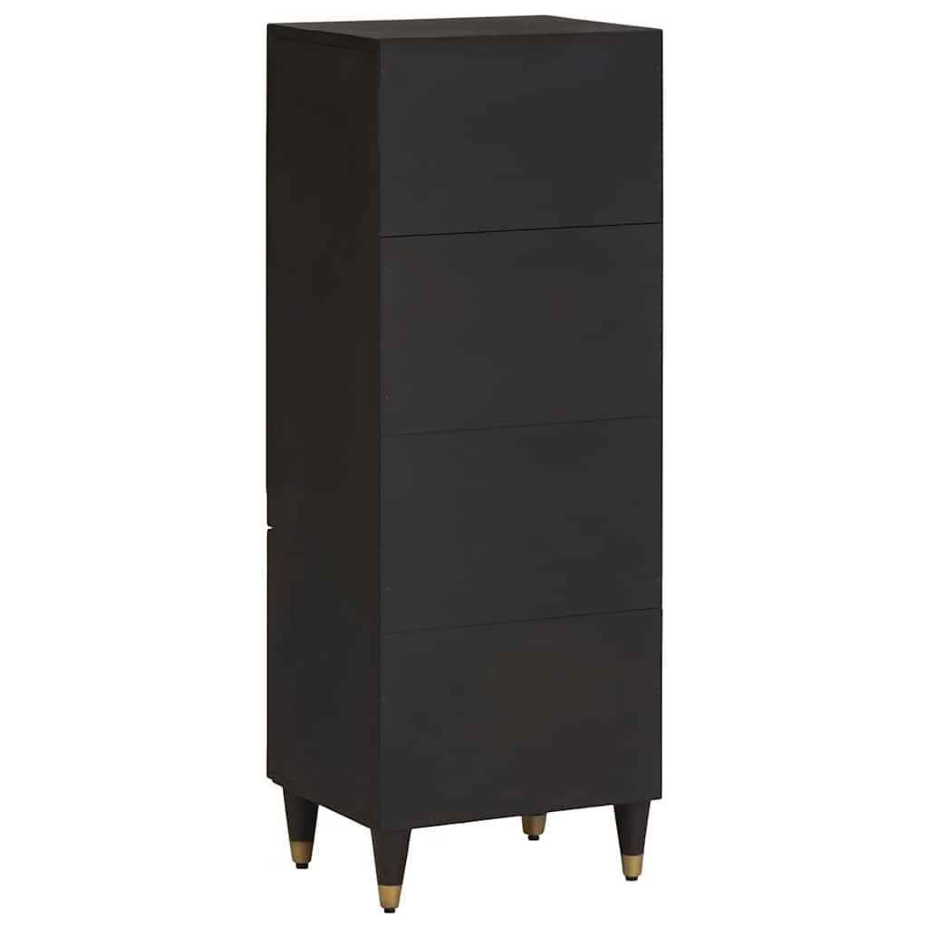 Highboard mit Regal Schwarz 40 x 33 x 110 cm Massivholz Mango