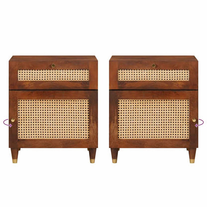 Nachttische mit Schubladen 50 x 33 x 60 cm Massivholz Mango