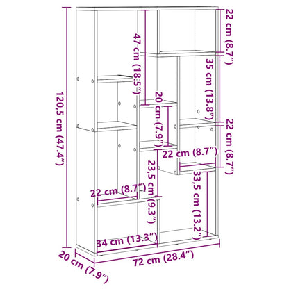 Bücherregal Räuchereiche 72x20x120,5 cm Holzwerkstoff