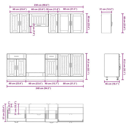 8-tlg. Küchenschrank-Set Kalmar Weiß Holzwerkstoff
