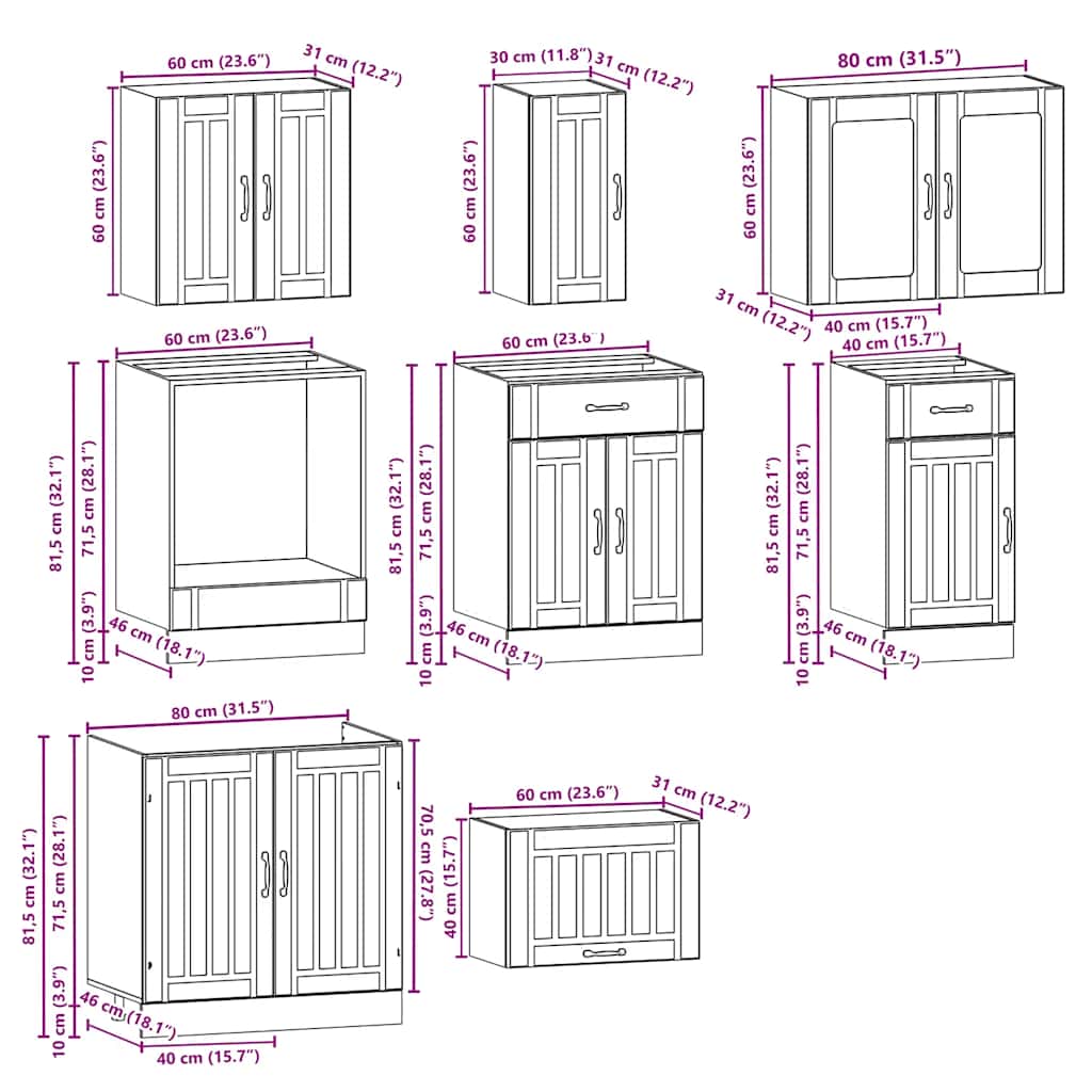 8-tlg. Küchenschrank-Set Kalmar Weiß Holzwerkstoff
